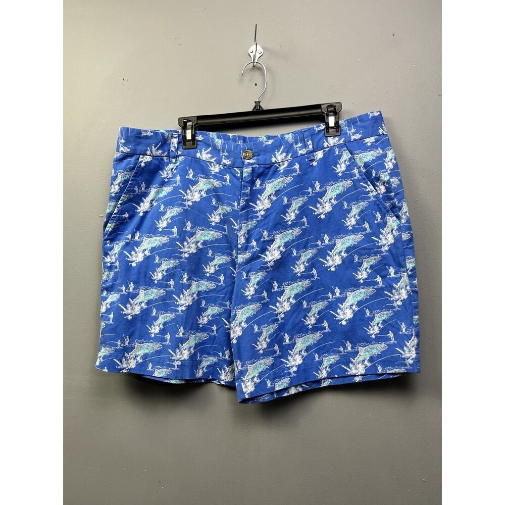 Southern‎ Proper Shorts Mens Sz 40 Blue Sportsman Collection Trout Print Chino